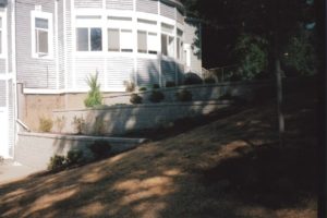 Tiered segmental retaining wall in residential development